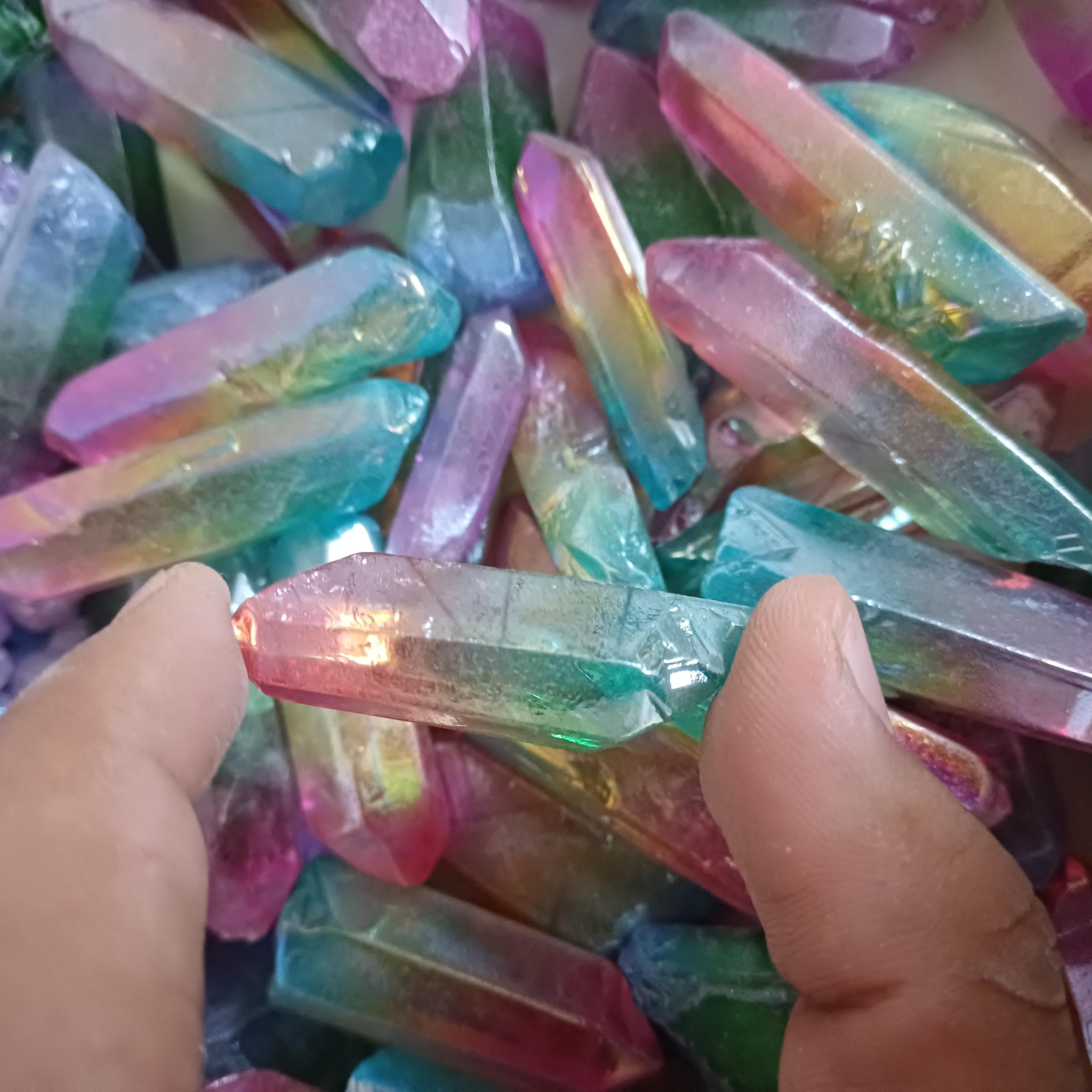 aura crystals , aura pencils , coated aura crystals , healing , energy , natural , pencils , crystals